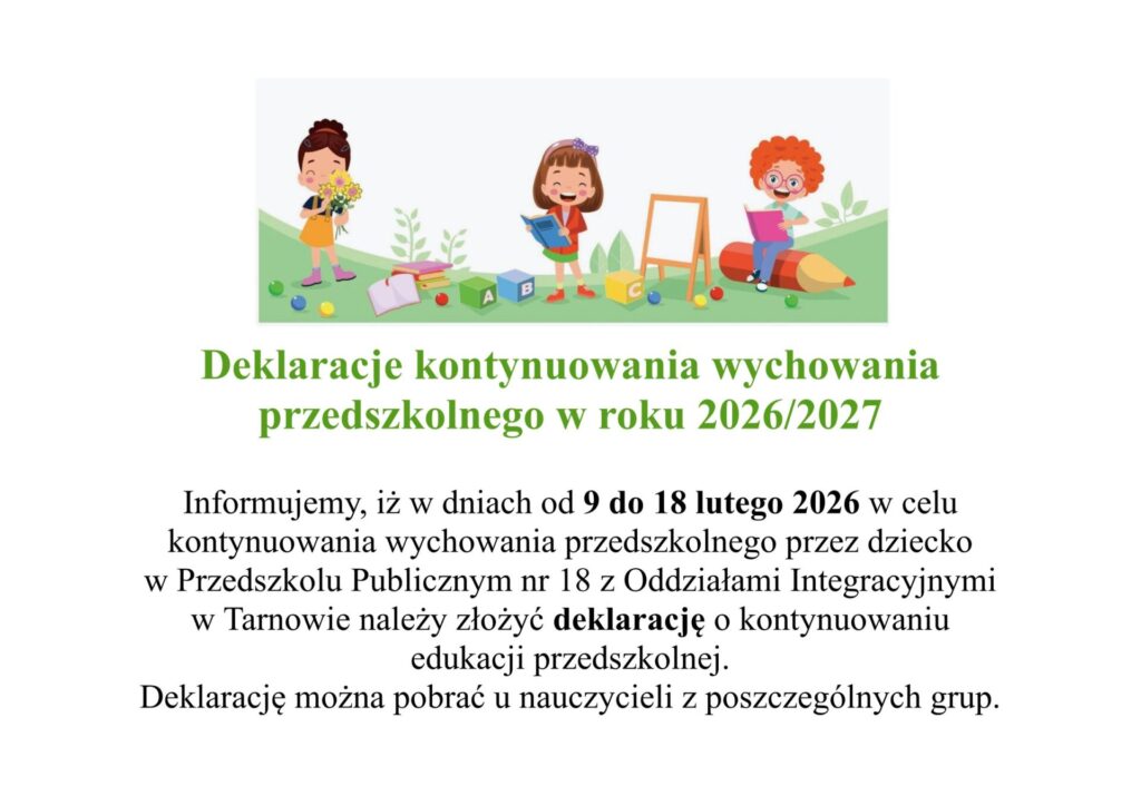 Deklaracja kontynuowania wychowania przedszkolnego